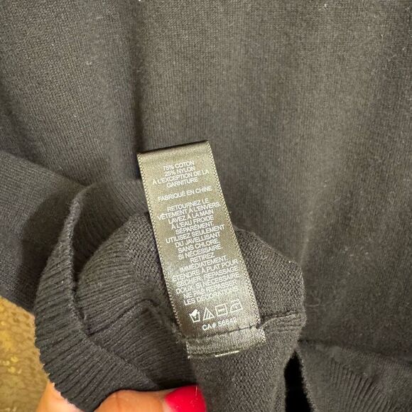 Express Black Sequin Shoulder Long Sleeve Sweater Top Medium - Picture 6 of 6